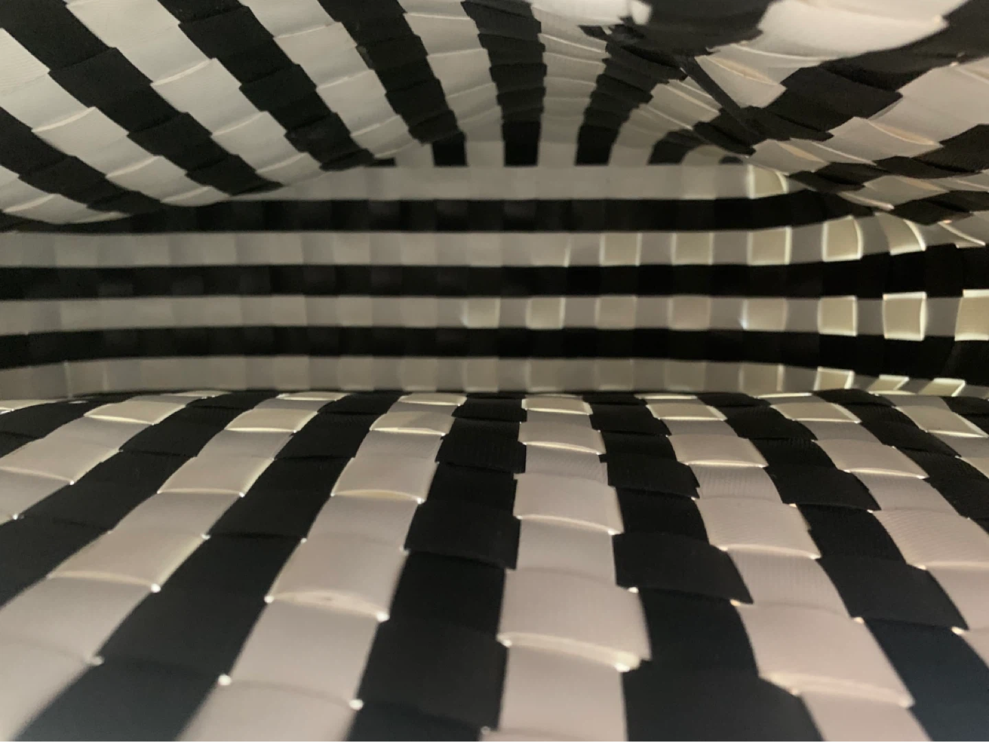 Black and White Striped Woven Tote Bag - photo 3