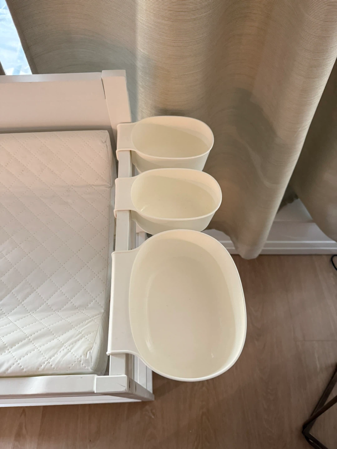 White Changing Table with Shelves and Storage Cans - photo 2