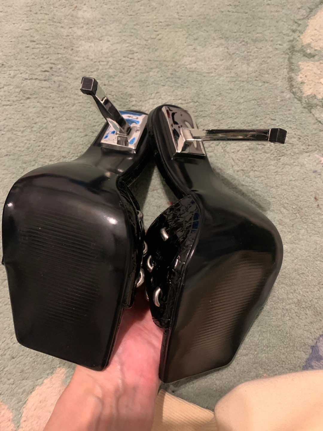 NEW  Black Mules with Silver Studs Size 6 - photo 4