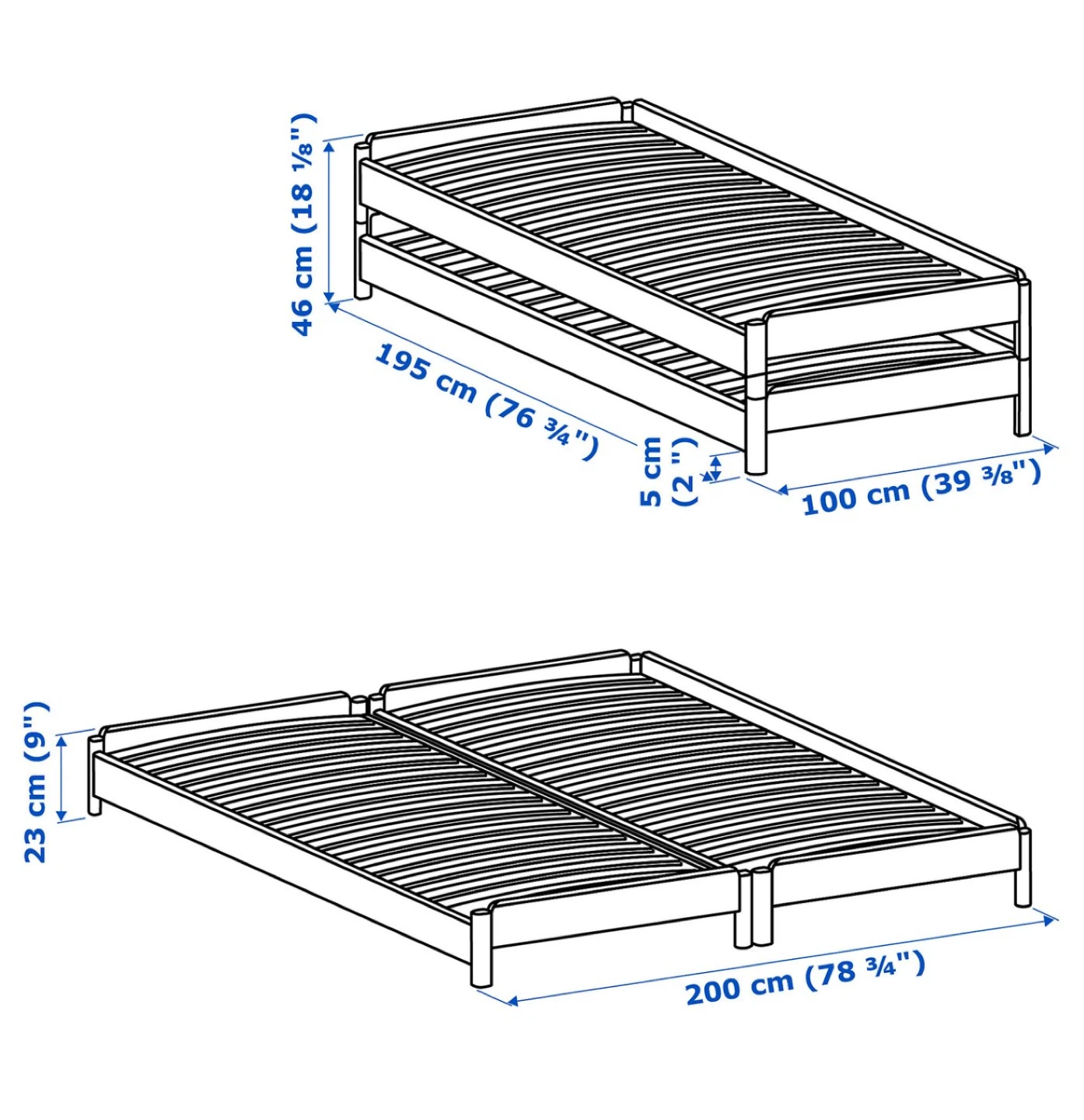 2 x IKEA UTÅKER Stackable Bed Frames - Pine - photo 3