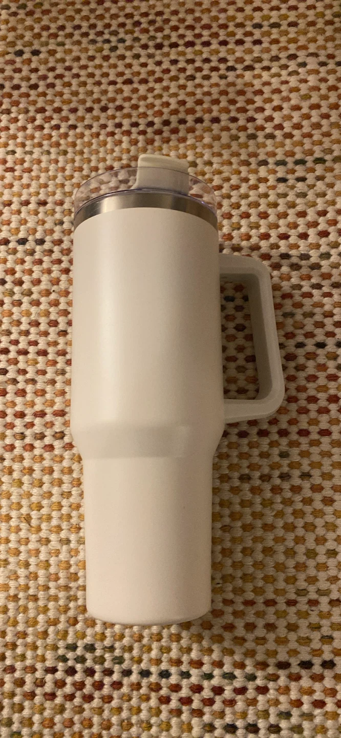 White Travel Tumbler with Handle