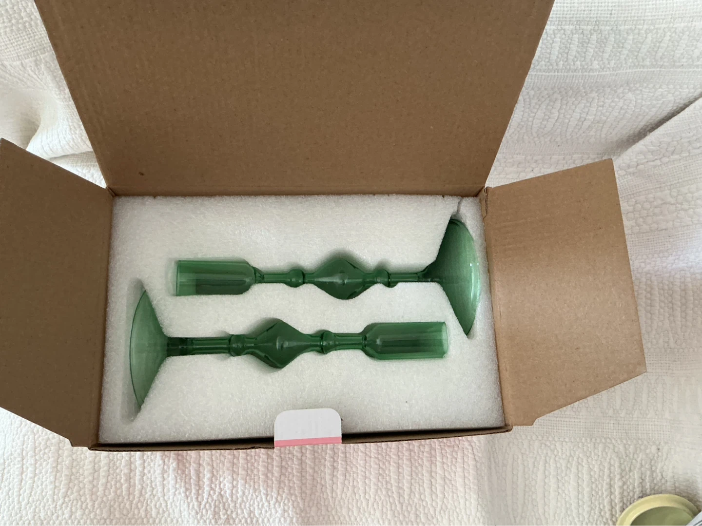 Poketo Green Glass Candlestick Holders (Set of 2) BNIB - photo 2