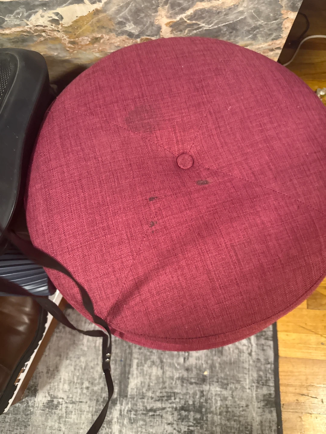 Round Storage Ottoman - Burgundy - photo 2