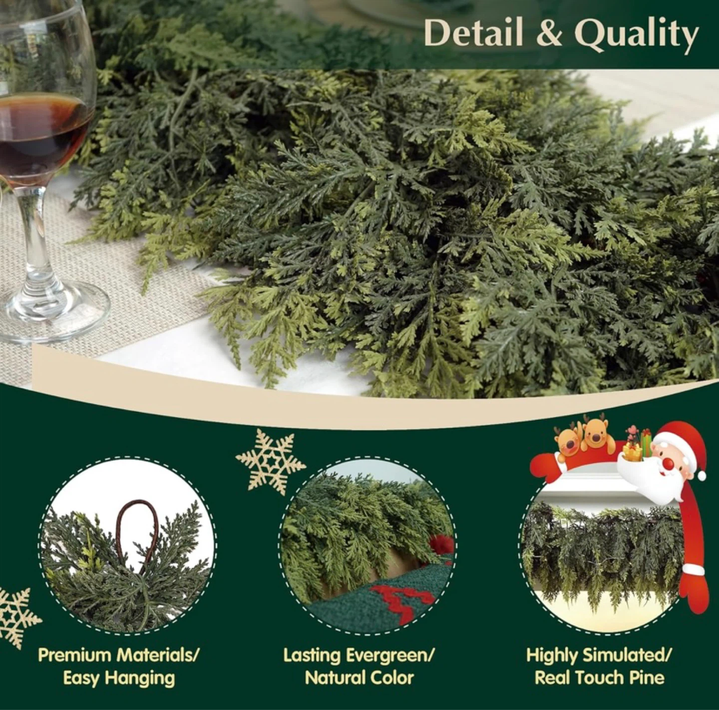New Cedar Real Touch Garland with Lights, 6Ft - photo 4