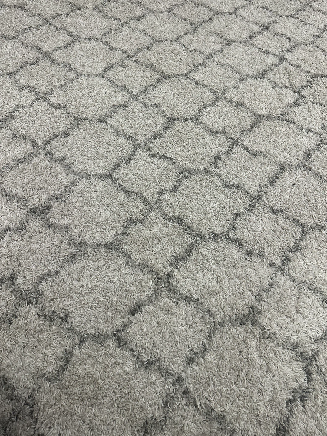 Grey Shag Rug with Diamond Pattern