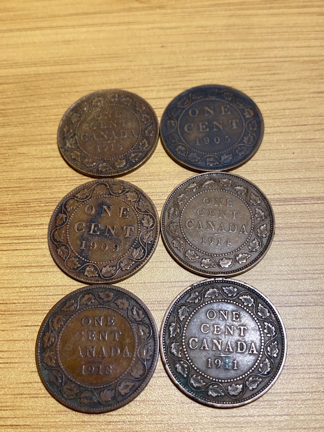 Collection of 6 Canadian One Cent Coins - photo 2