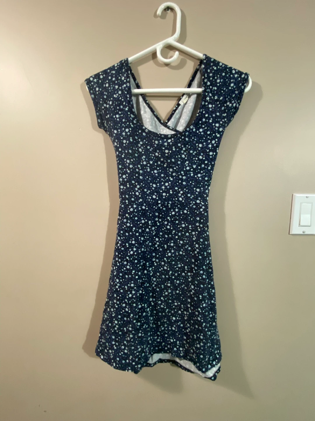 Garage Navy Floral Cutout Dress XS