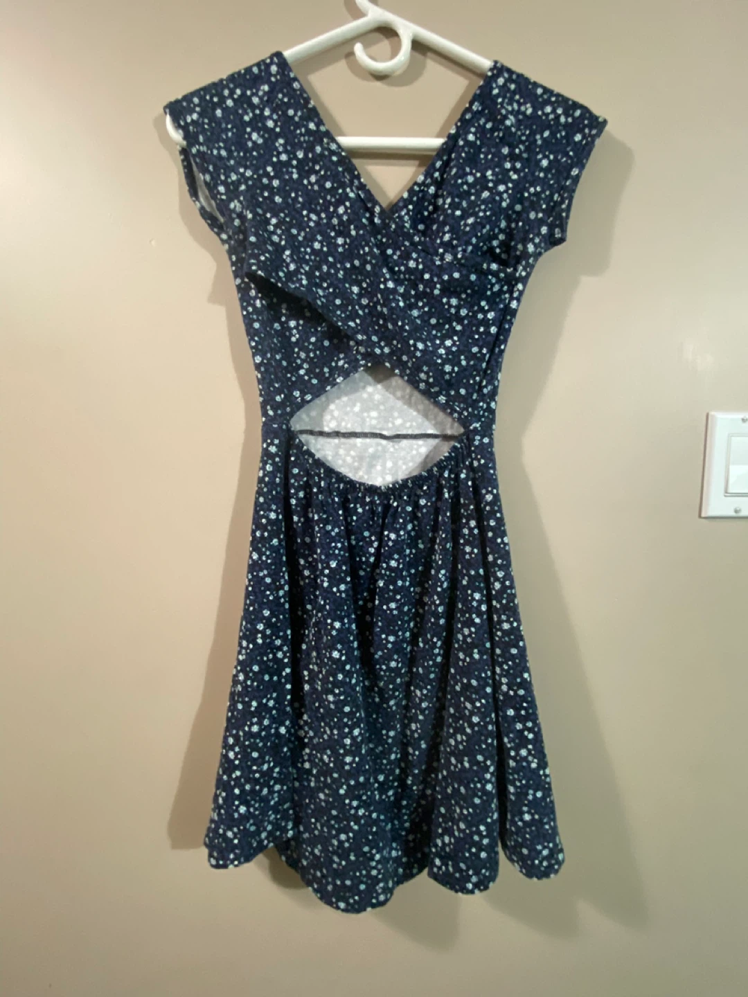 Garage Navy Floral Cutout Dress XS - photo 2