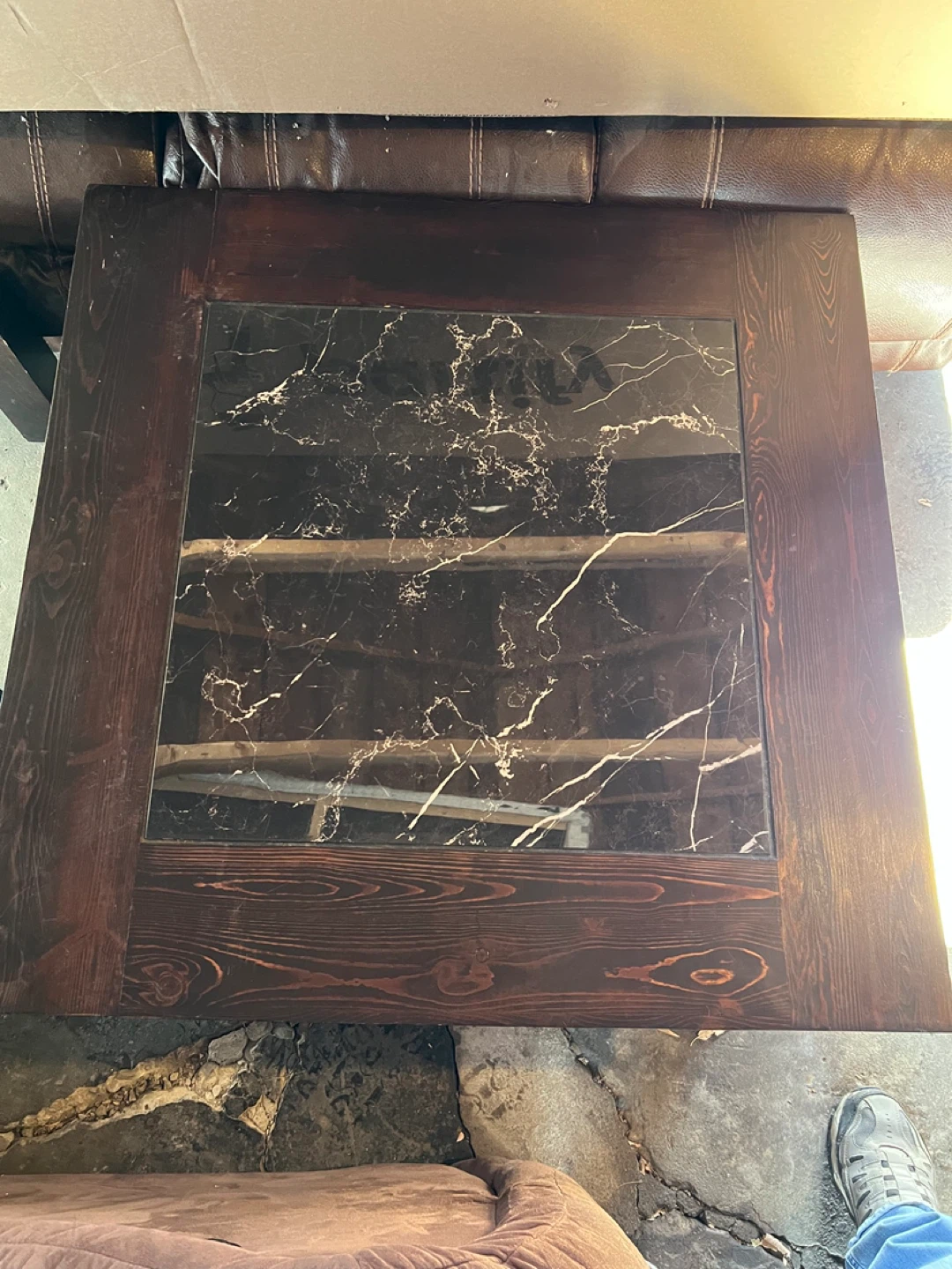 Dark Wood Coffee Table with real  Marble Inlay - photo 4