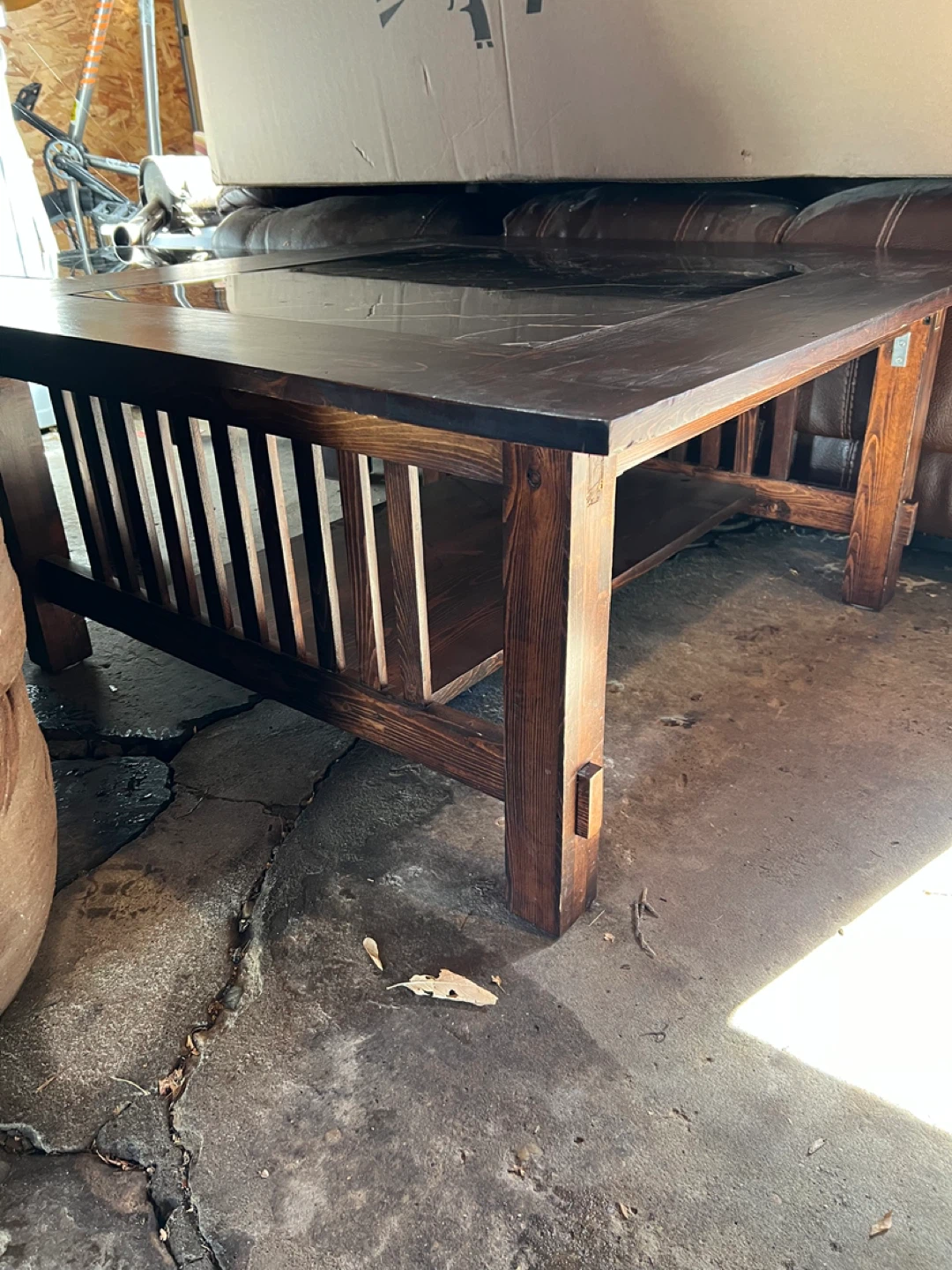 Dark Wood Coffee Table with real  Marble Inlay - photo 5