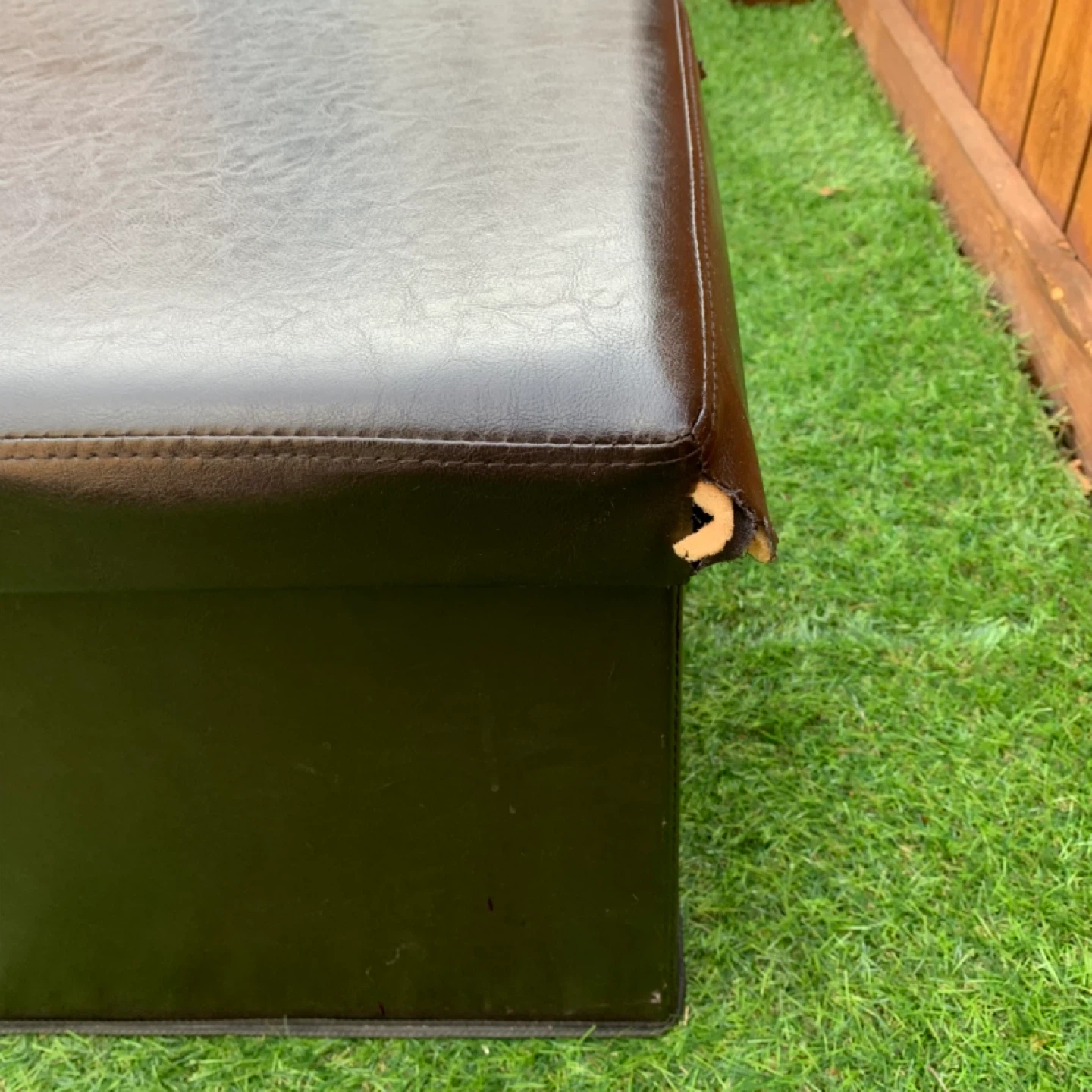 Storage Ottoman Stool Brown Faux Leather Furniture - photo 4
