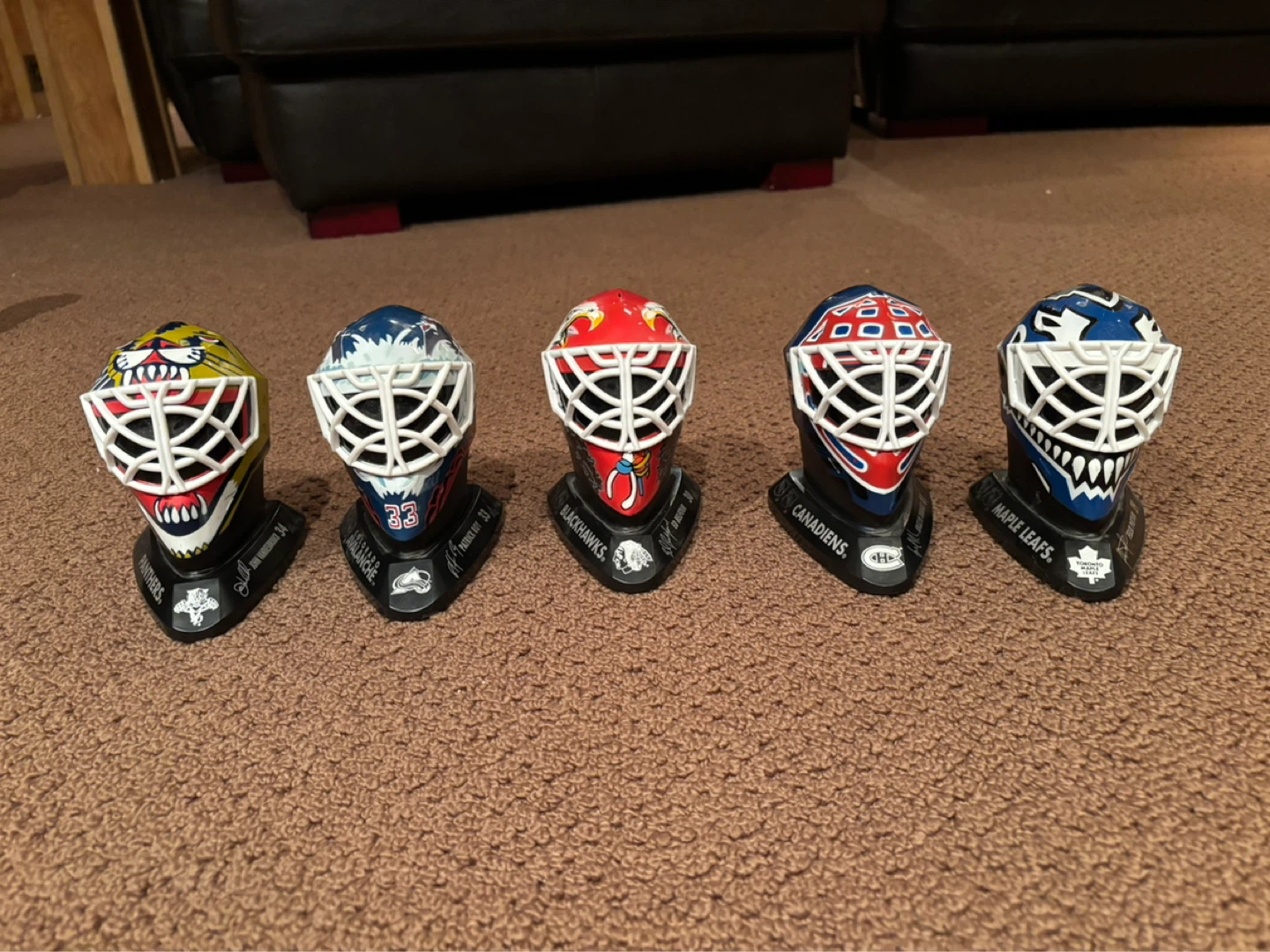 Collection of 5 NHL Goalie Mask Miniatures