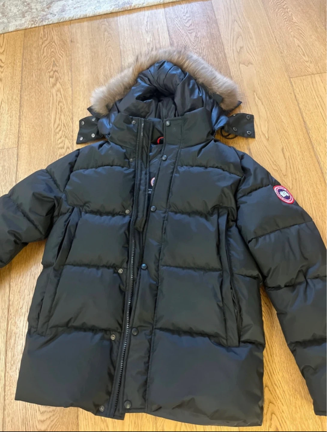Canada Goose Black Puffer Jacket with Fur Hood