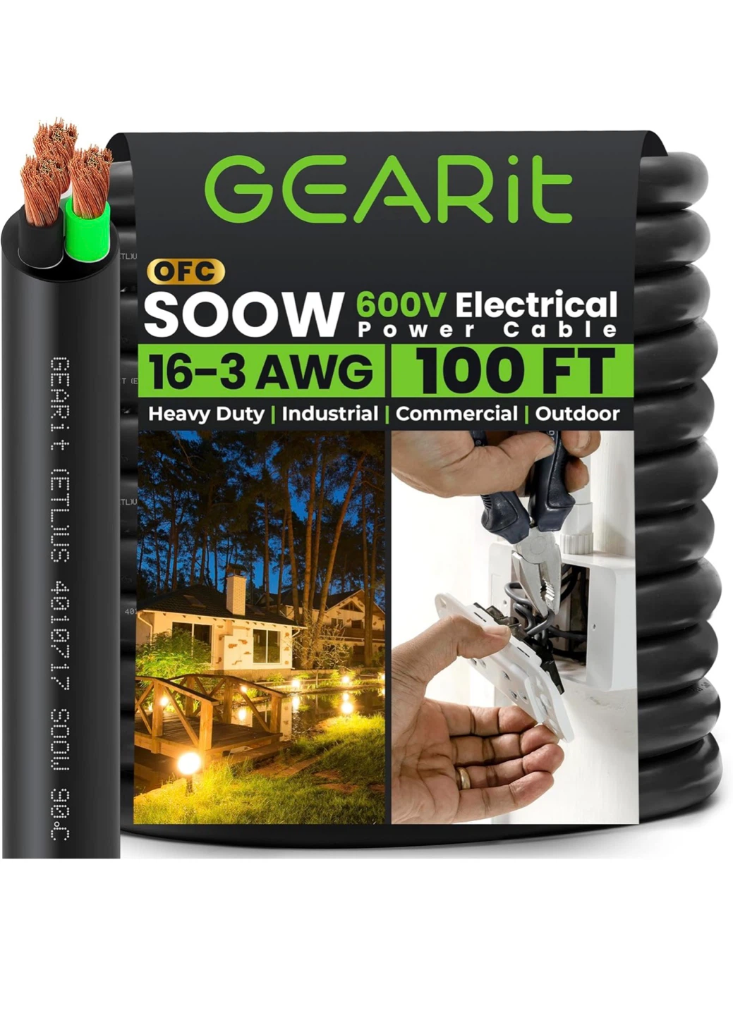 GEARit SOOW 16-3 AWG 100 FT Electrical Cable