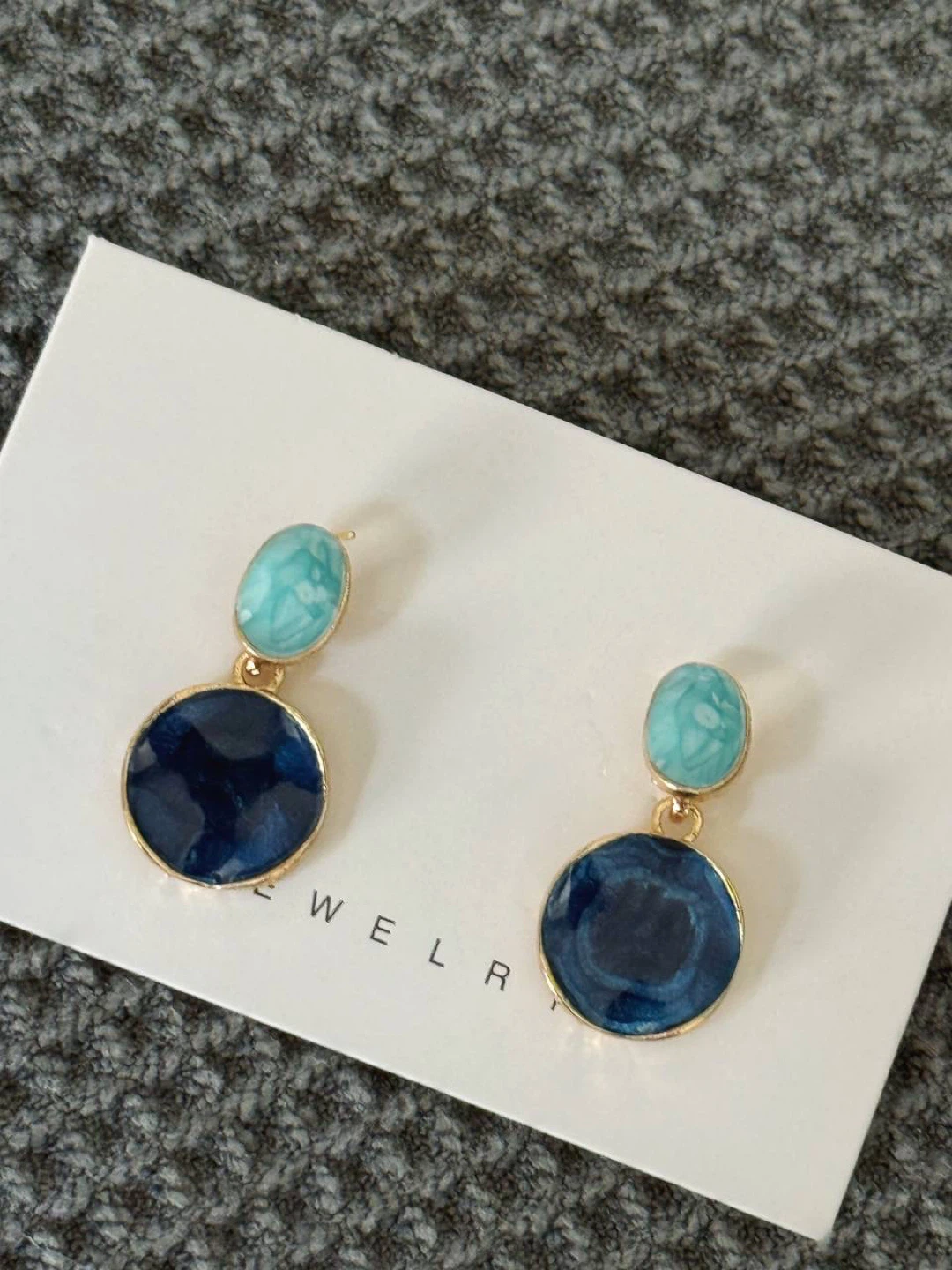 Blue marble drop earrings - photo 2