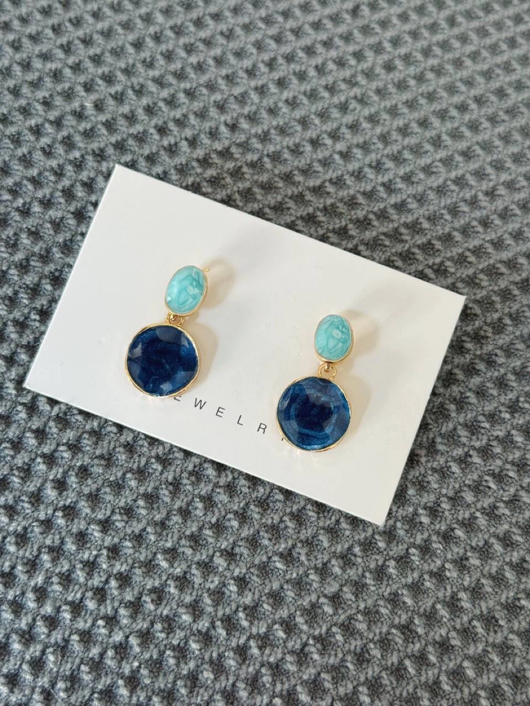 Blue marble drop earrings