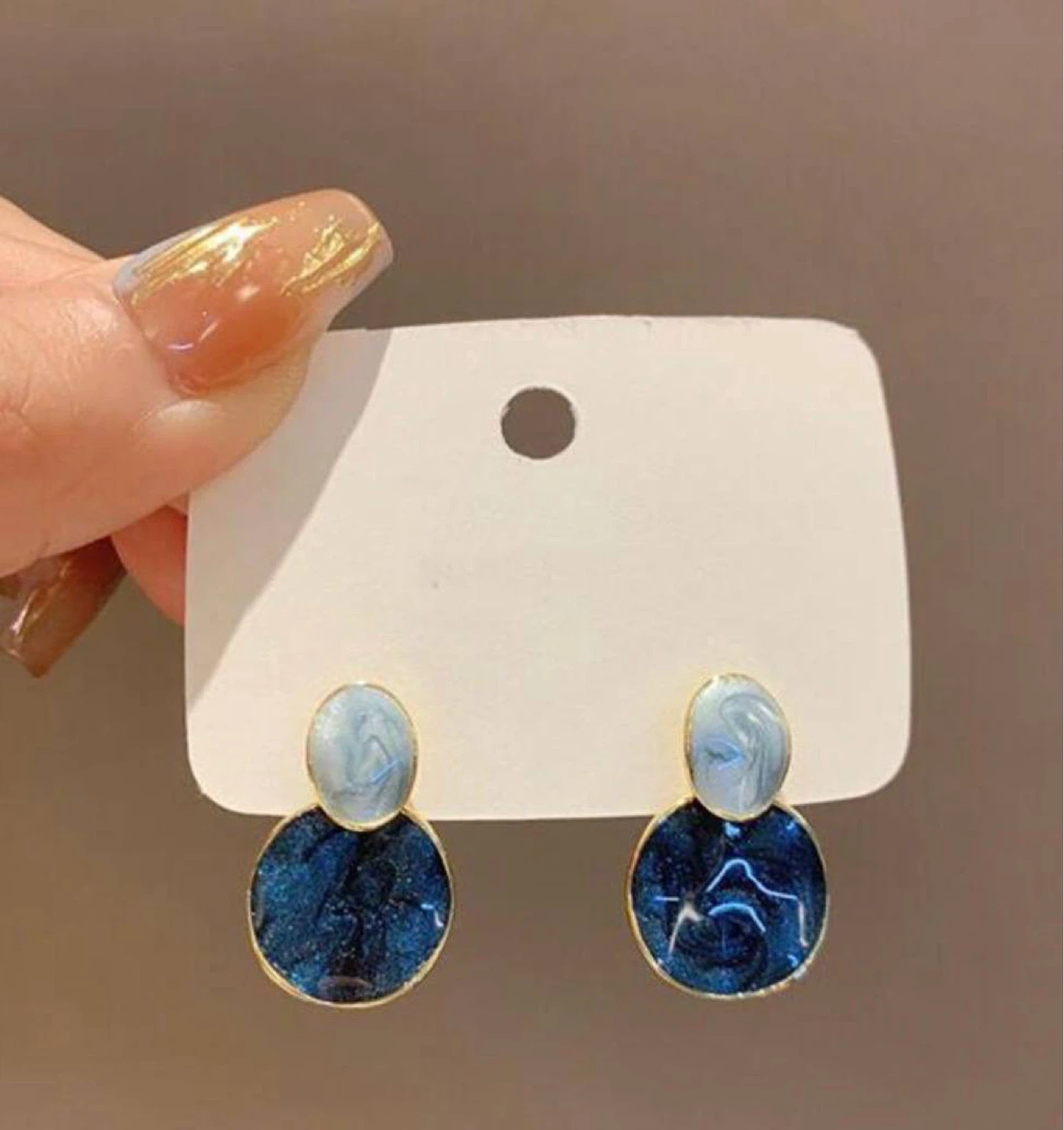 Blue marble drop earrings - photo 3