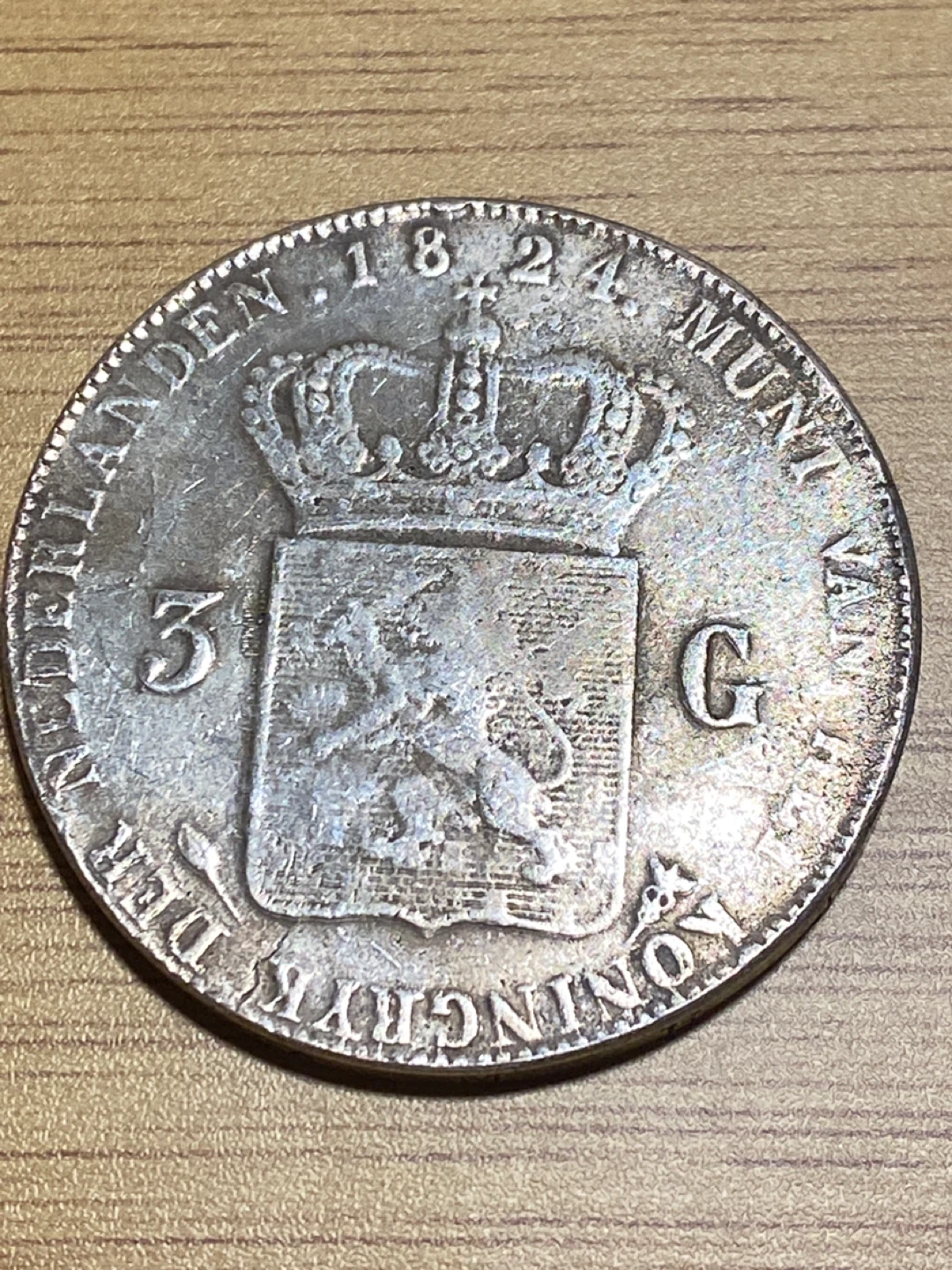 1824 Netherlands 3 Guilder Coin - photo 2