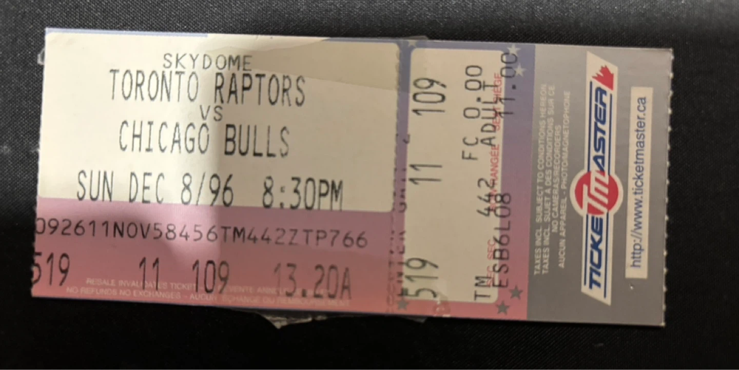 Toronto Raptors vs Chicago Bulls Ticket - Dec 8, 1996