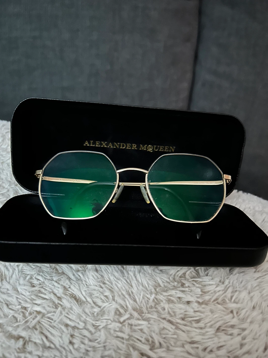 Alexander McQueen Gold Octagonal Frame Glasses - photo 4