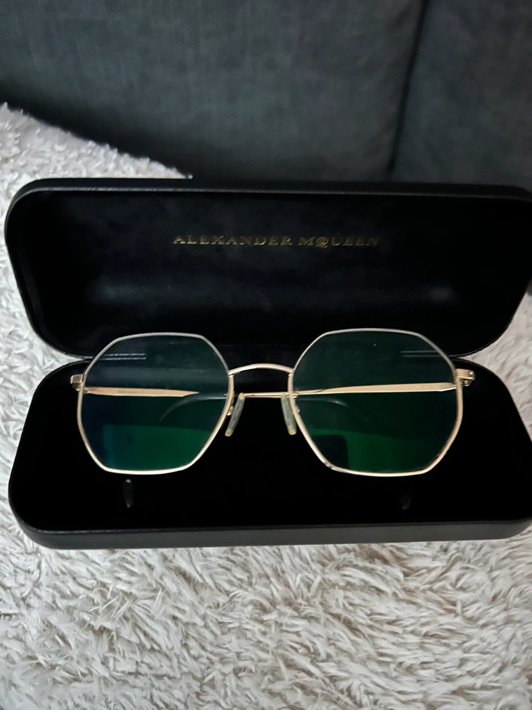 Alexander McQueen Gold Octagonal Frame Glasses