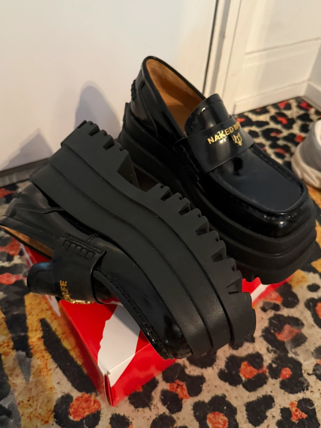 Naked Wolfe Black Patent Platform Loafers - photo 2