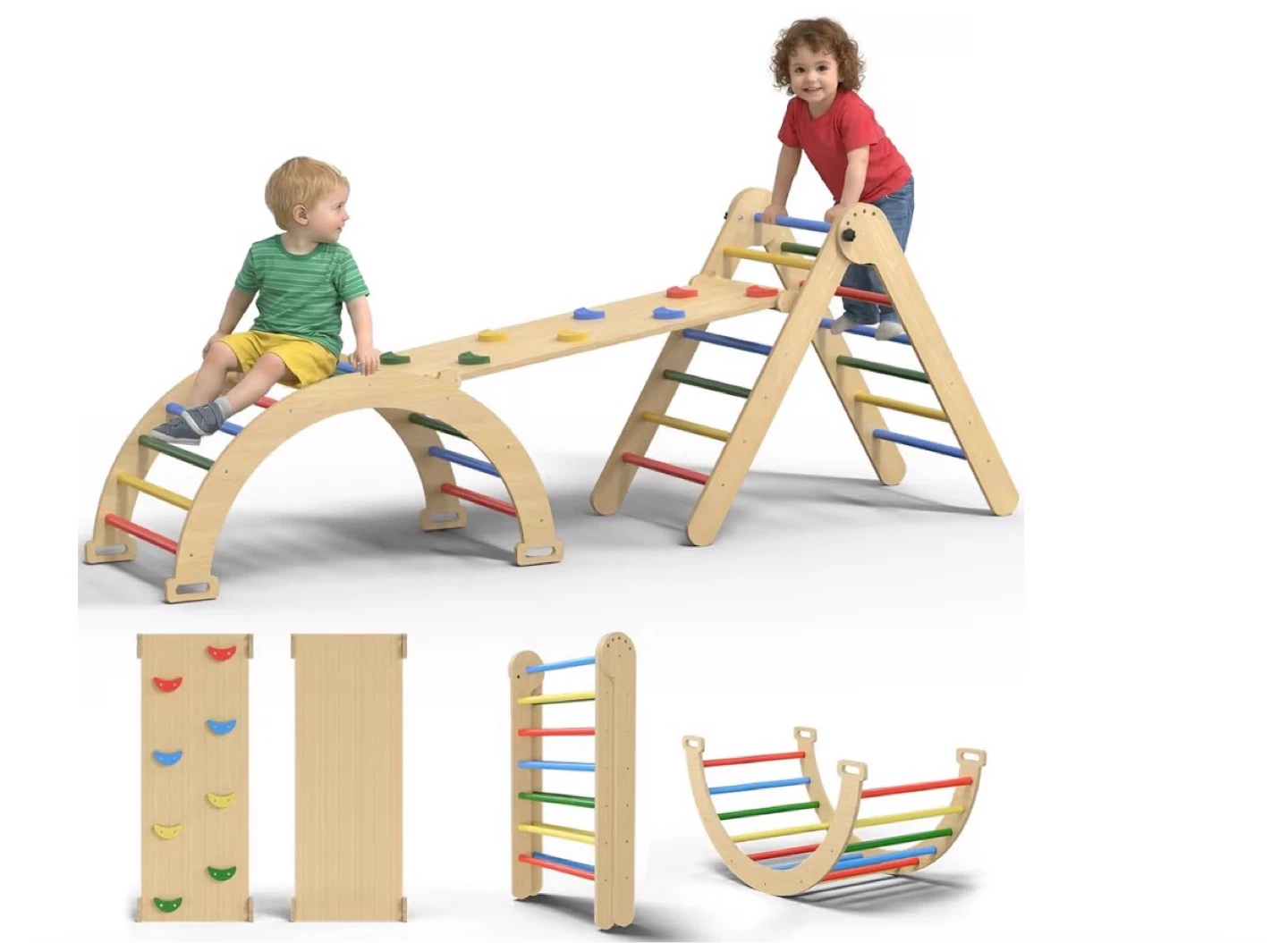 Wooden Climbing Triangle and Arch Set for Kids