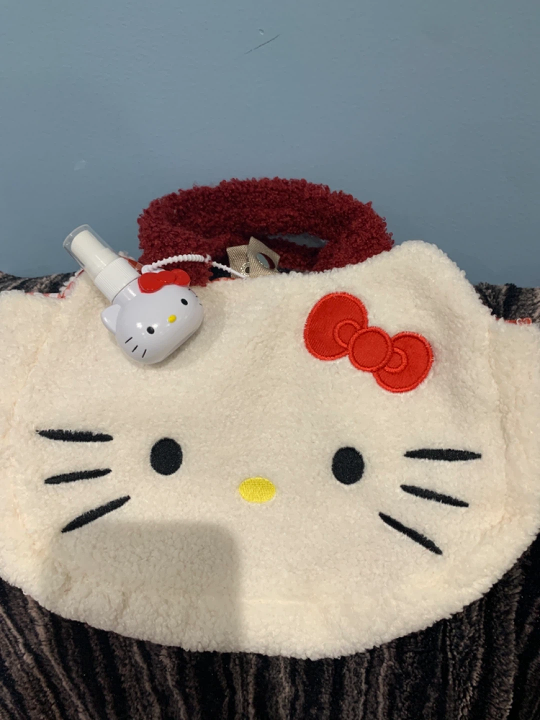 Hello Kitty Fuzzy Tote Bag with Mini Spray Bottle
