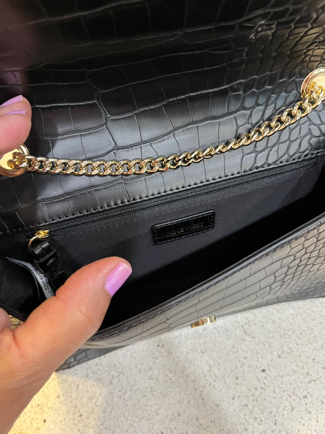 Nine West Black Croc Embossed Chain Shoulder Bag - photo 3