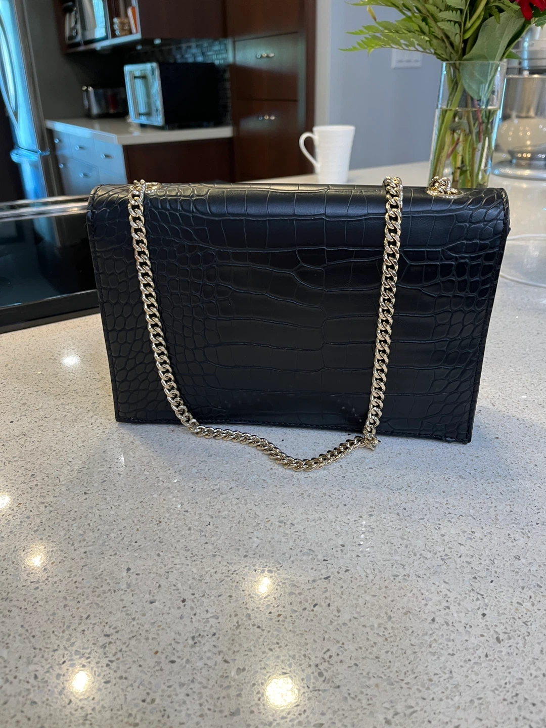 Nine West Black Croc Embossed Chain Shoulder Bag - photo 2
