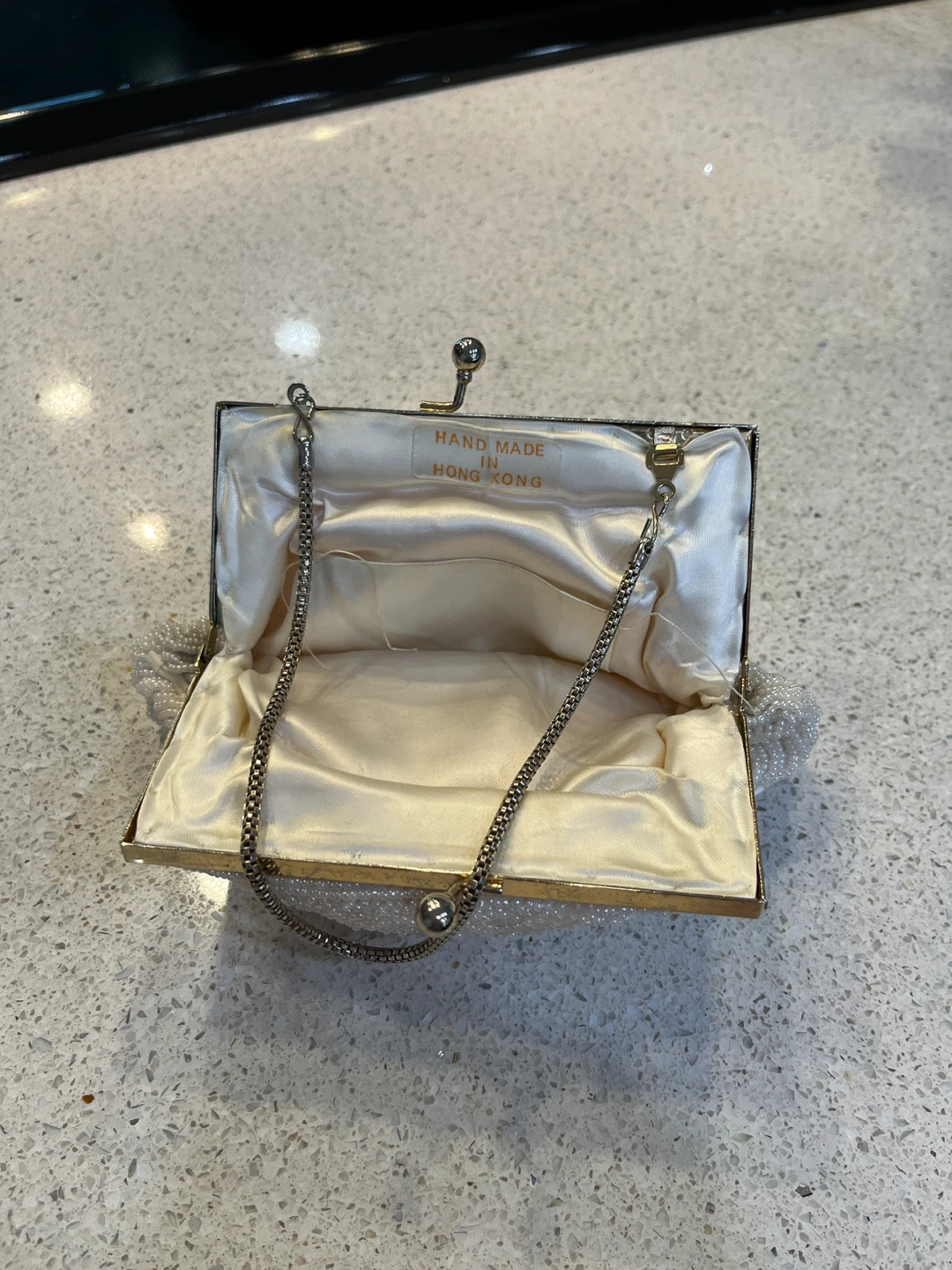 White Beaded Seashell Evening Clutch Purse - photo 3