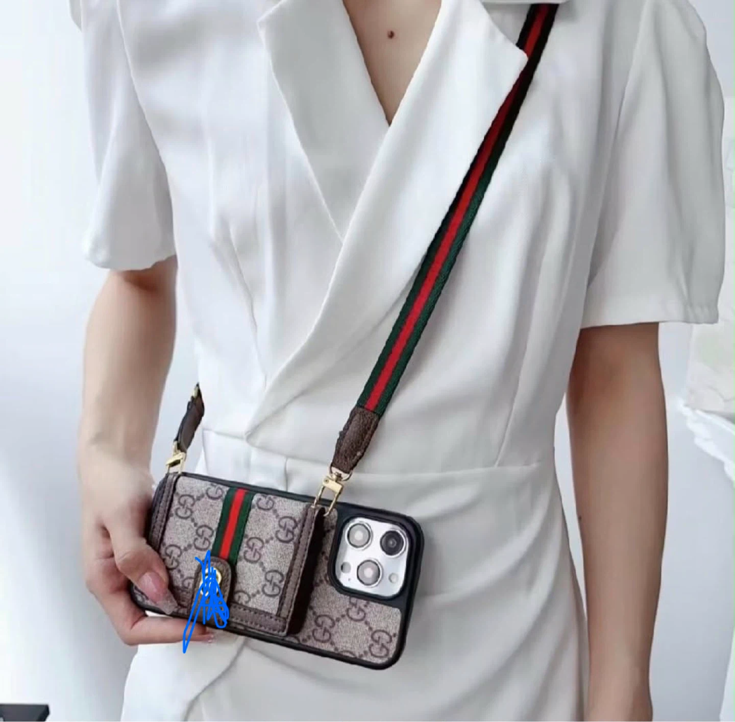 Gucci iPhone Case with Strap and Wallet - photo 2