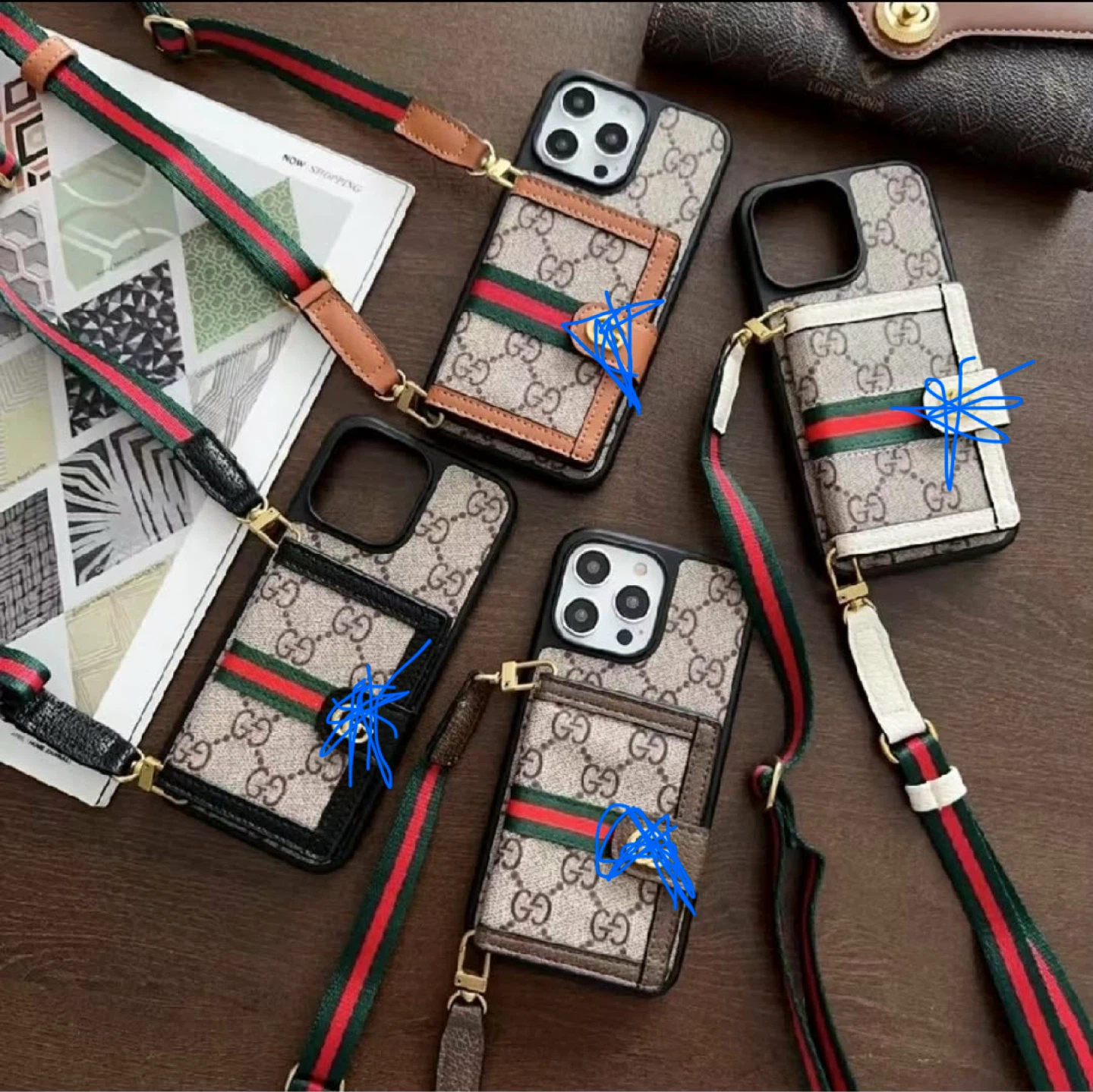Gucci iPhone Case with Strap and Wallet