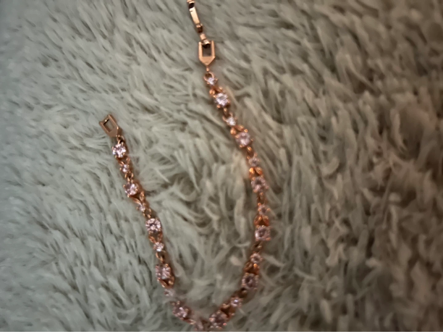 Rose Gold Tone Bracelet with Clear Stones