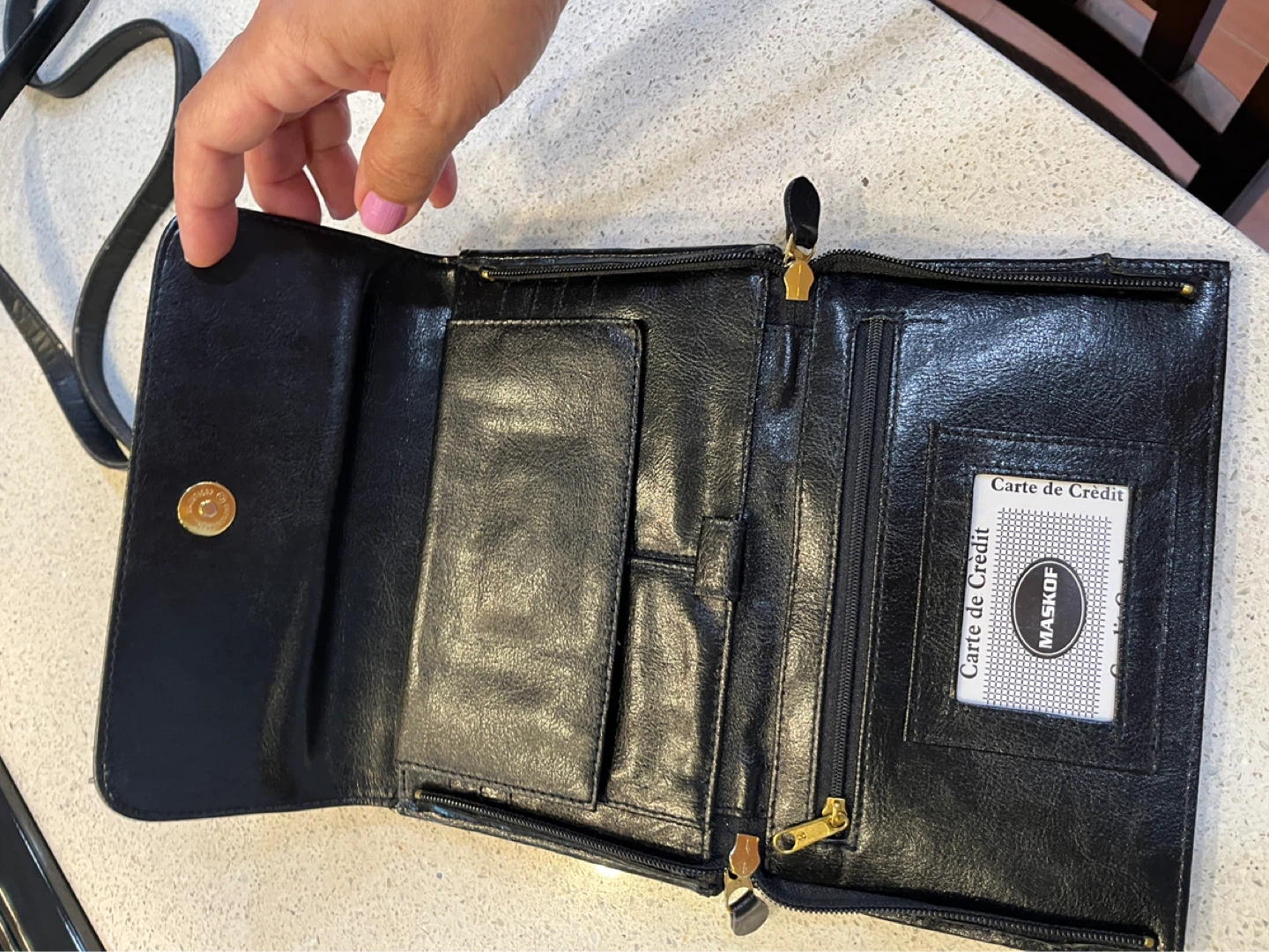 Black MASKOF Crocodile-Embossed Wallet/Clutch with Strap - photo 4
