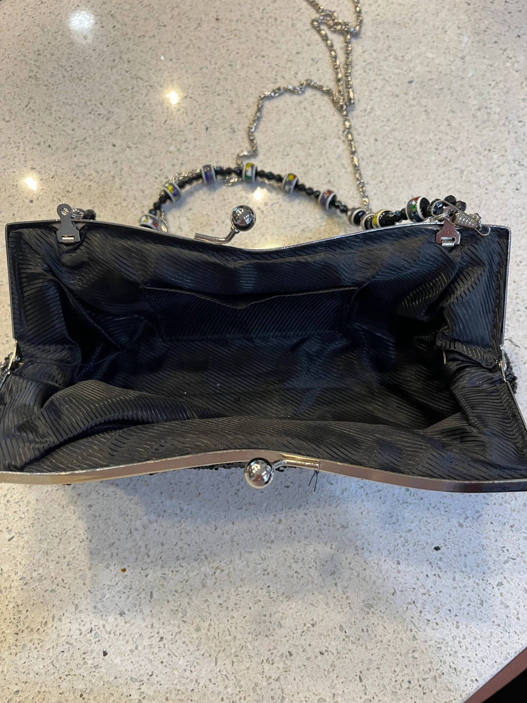 Black Beaded Clutch with Chain Strap - photo 3