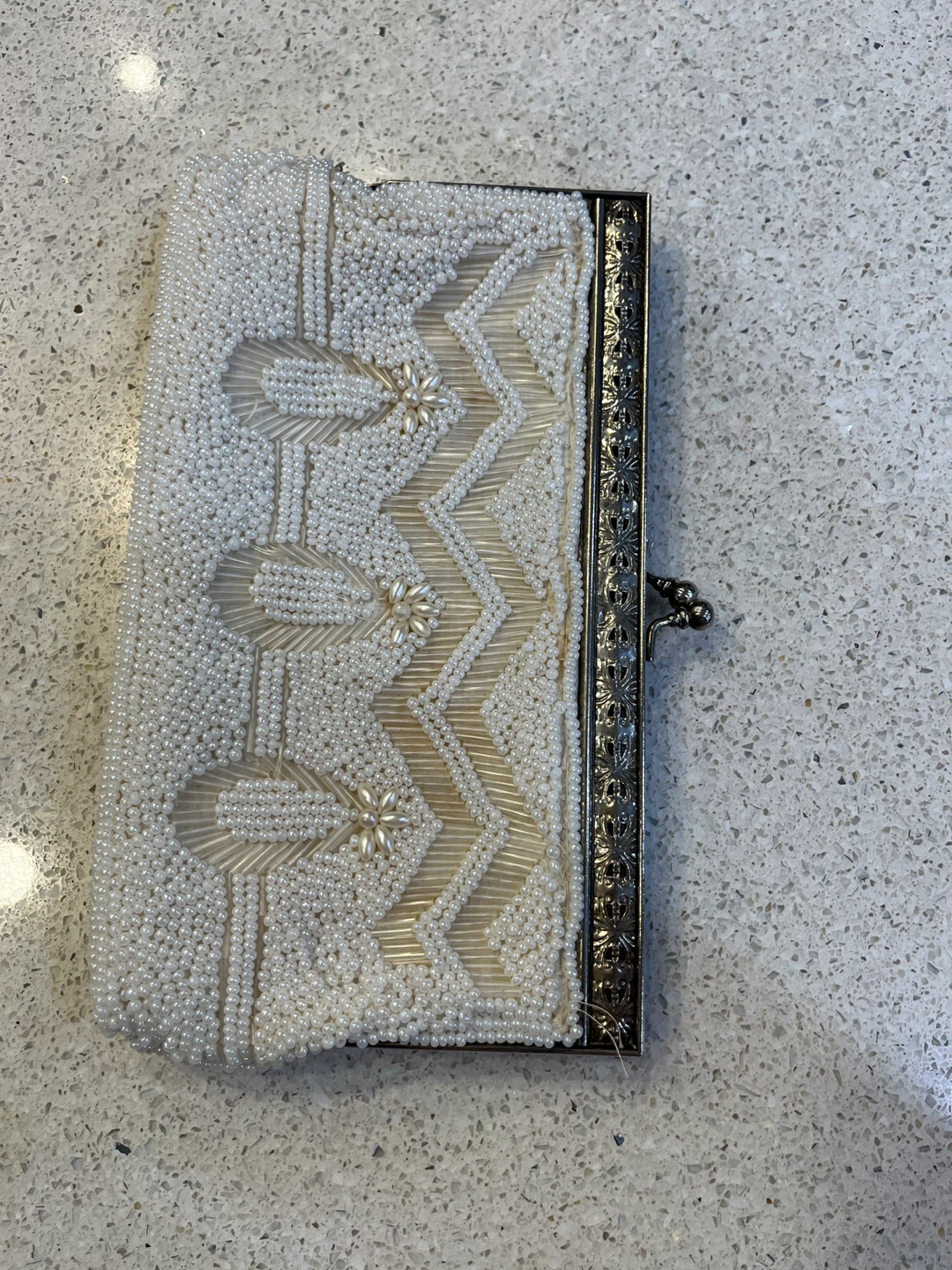 White Beaded Clutch Evening Bag - photo 2