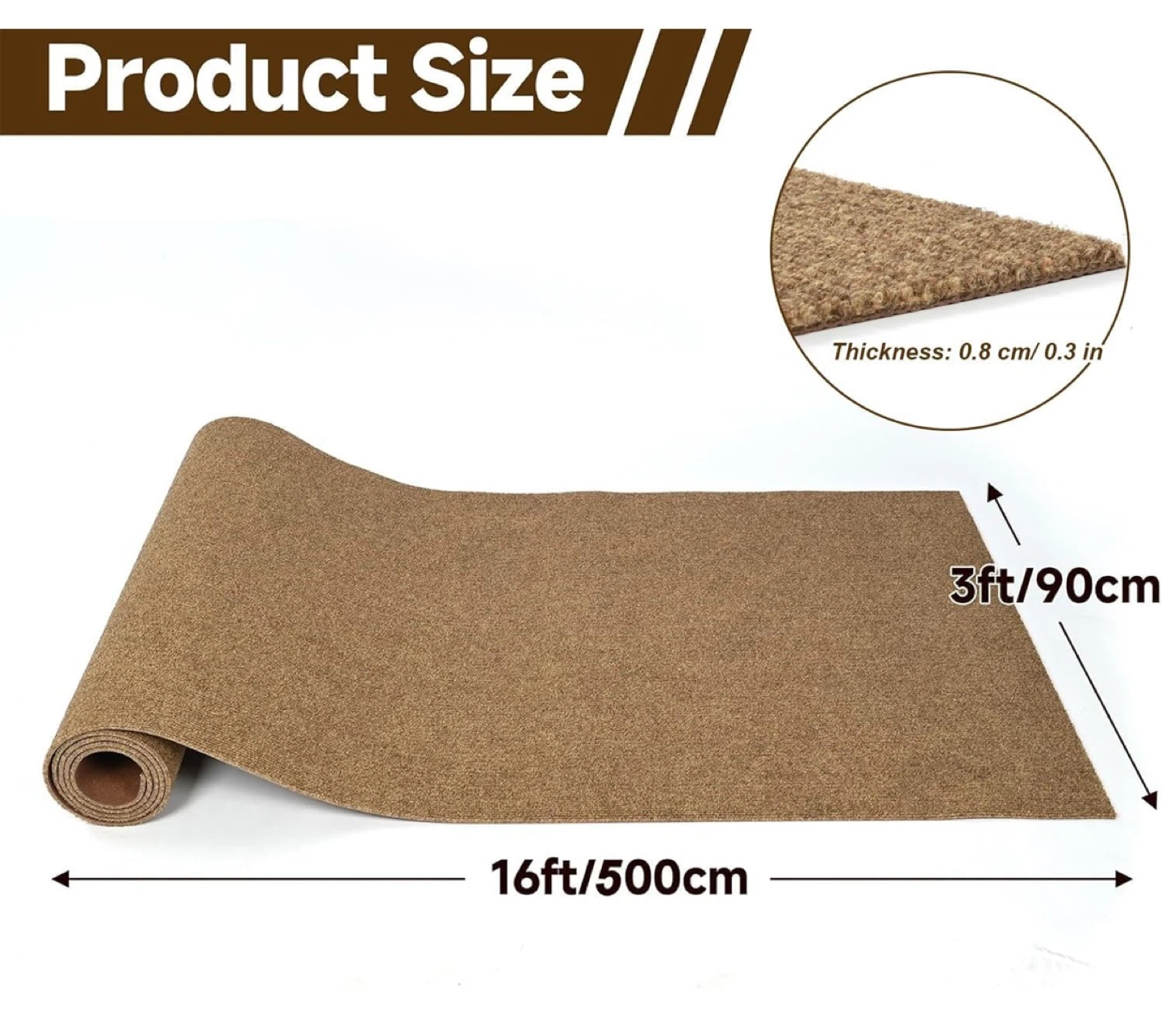 Brown Carpet Runner - 16ft x 3ft - photo 2