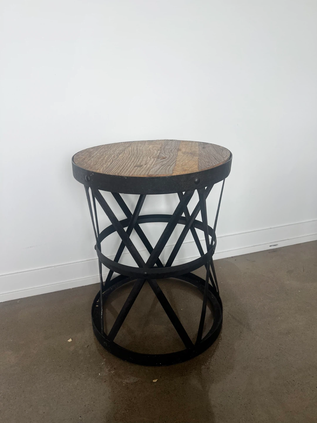 Rustic Industrial Wood & Metal Accent Table - photo 2
