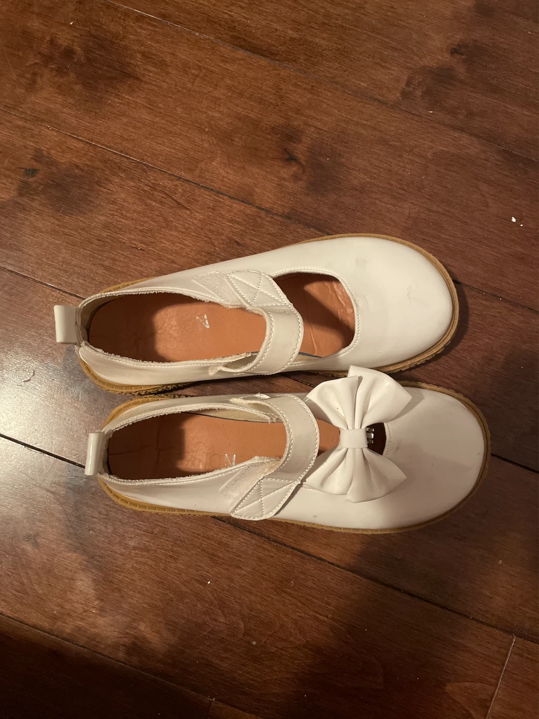 White Mary Jane Flats with Bow