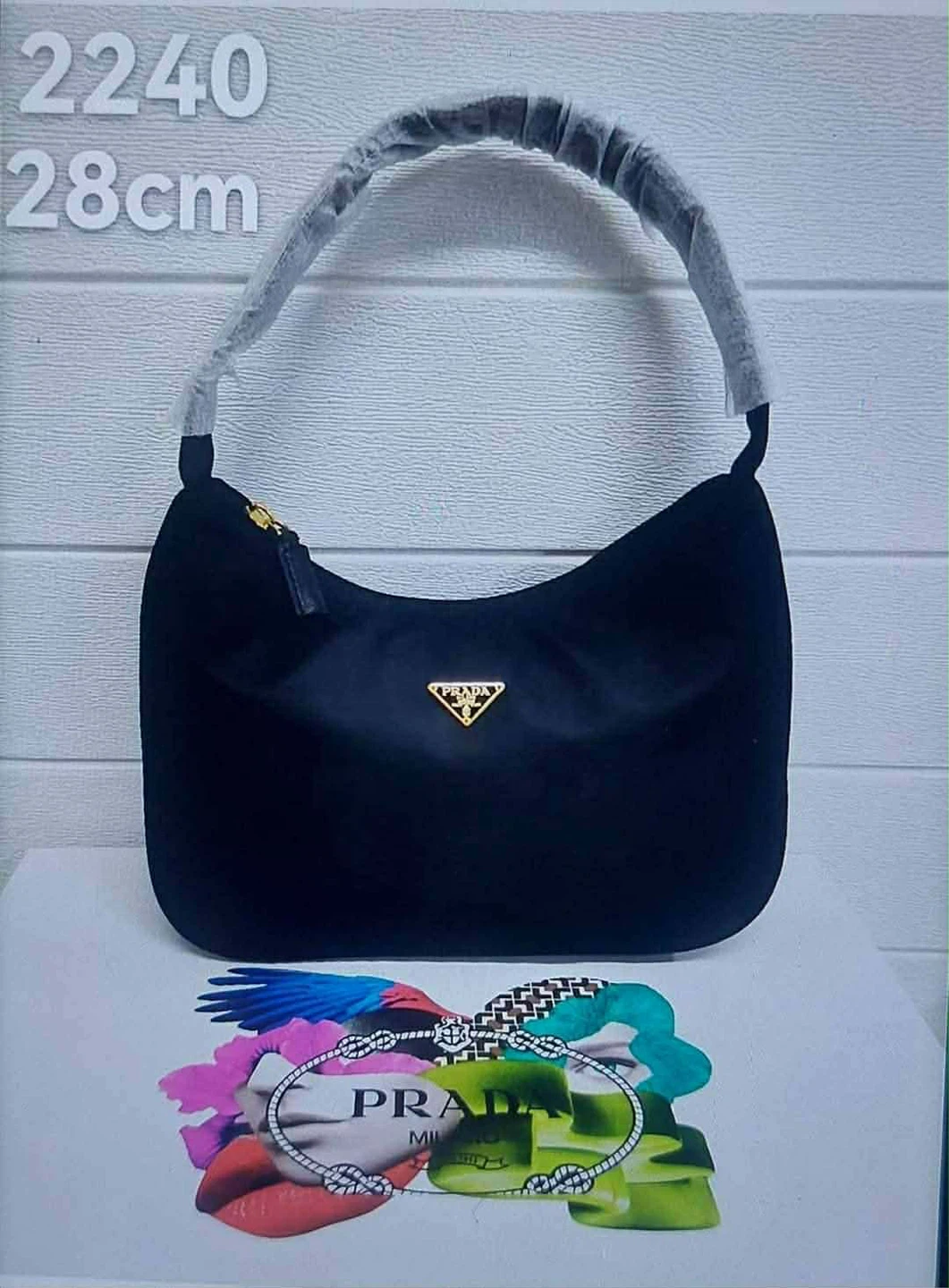 High end Prada Black Nylon Shoulder Bag - 28cm