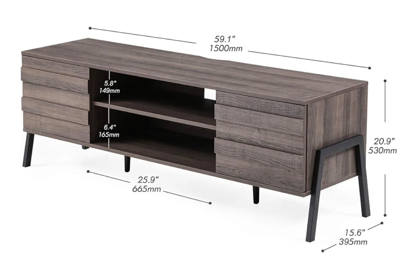 Modern Dark Wood Entertainment TV Stand Media Console - photo 5