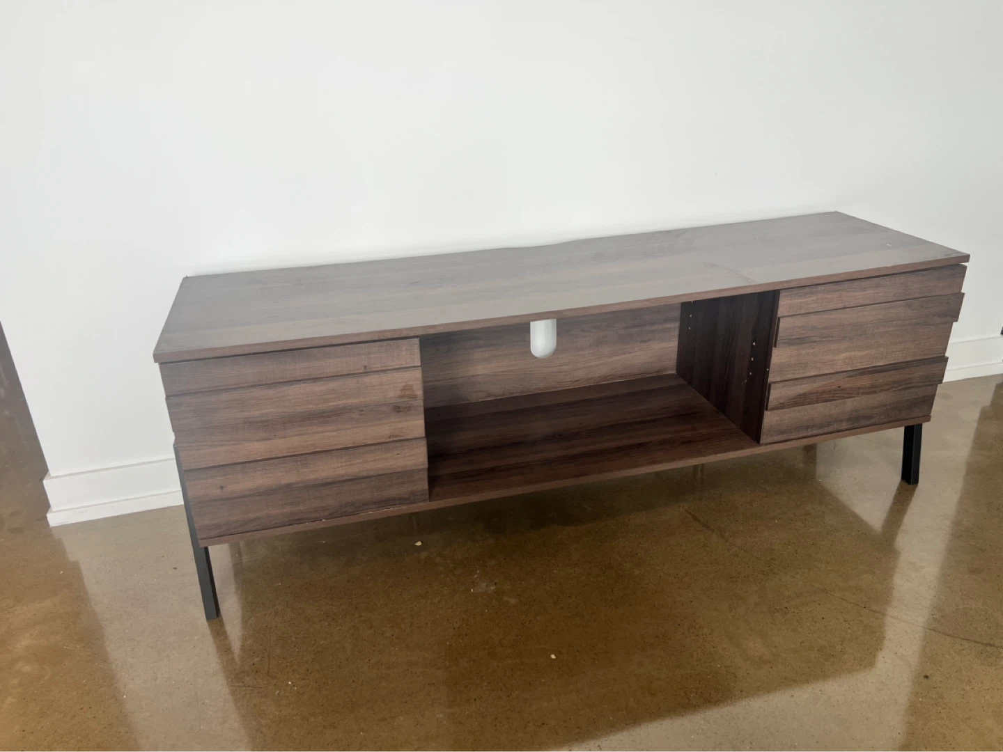 Modern Dark Wood Entertainment TV Stand Media Console