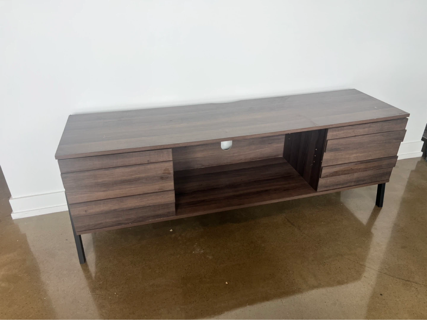 Modern Dark Wood Entertainment TV Stand Media Console - photo 2