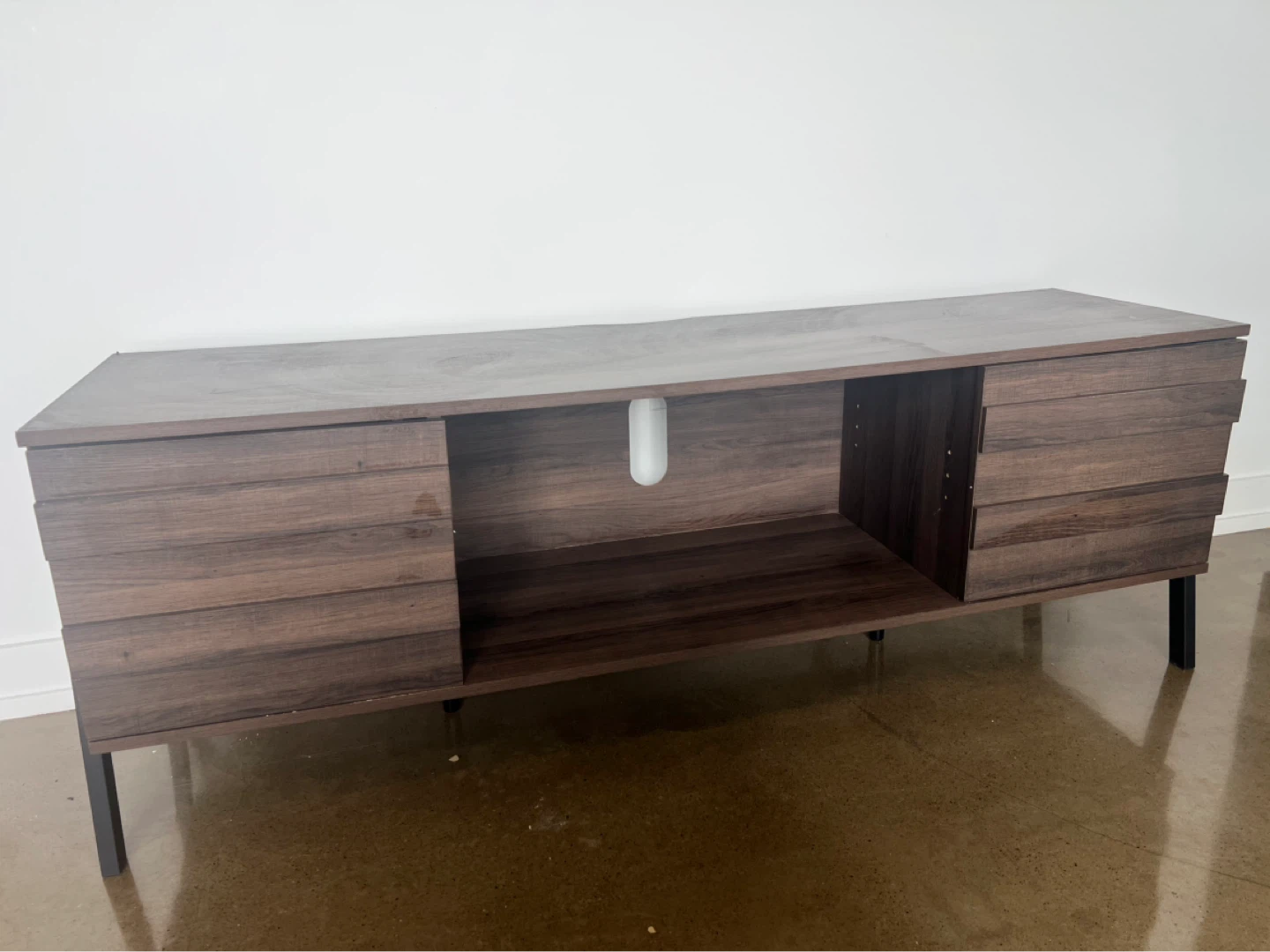 Modern Dark Wood Entertainment TV Stand Media Console - photo 3