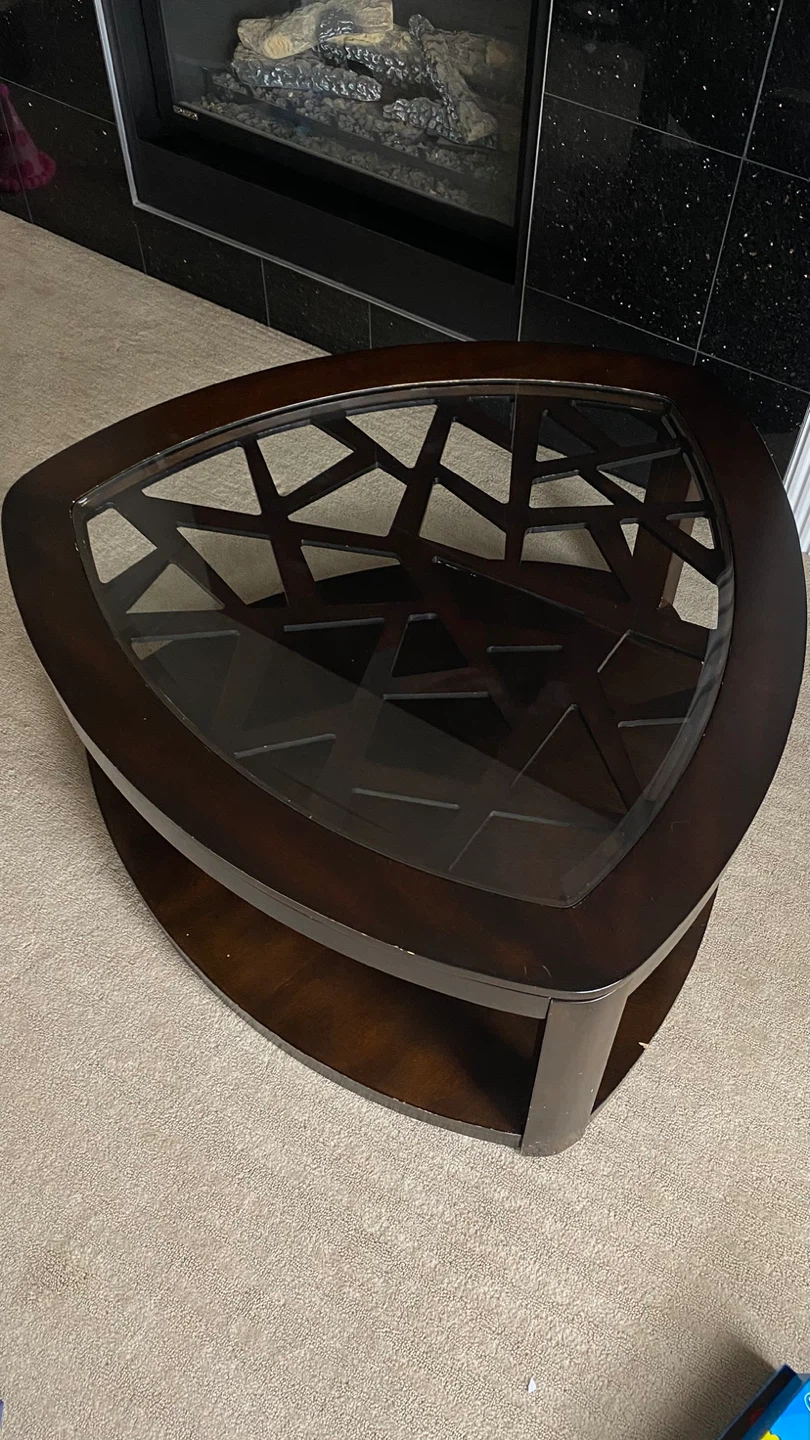 Dark Wood Coffee Table with Glass Inlay - photo 4