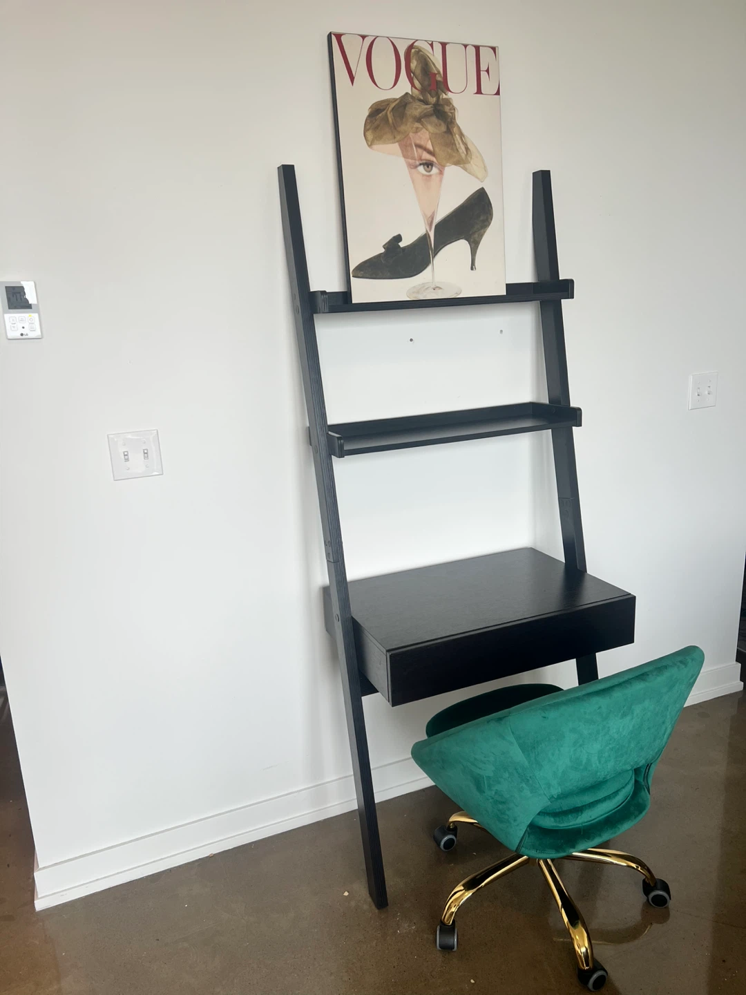 Wall Leaning Ladder Desk with Drawer