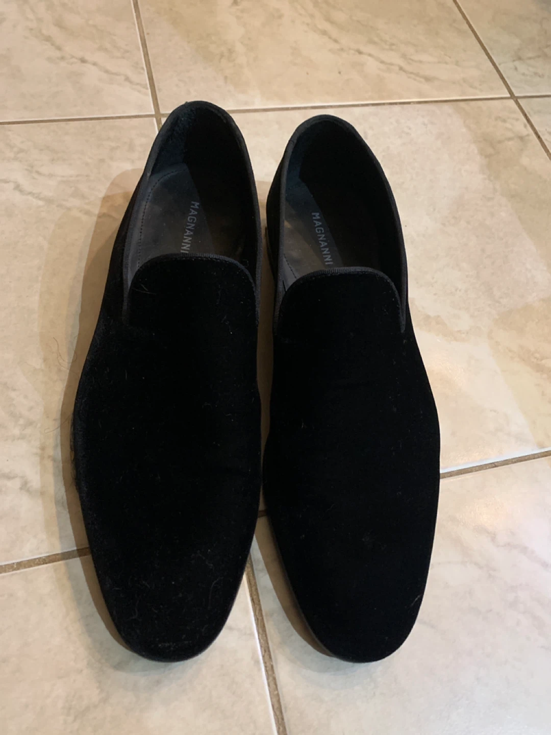 Magnanni Black Velvet Loafers Size 11