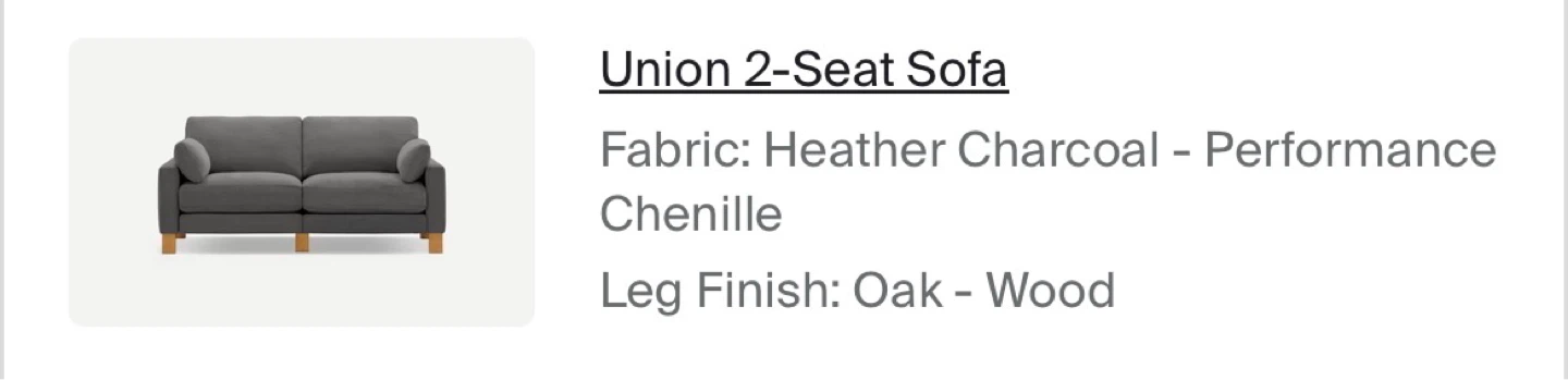 Union 2-Seat Sofa - Heather Charcoal Performance Chenille - photo 5