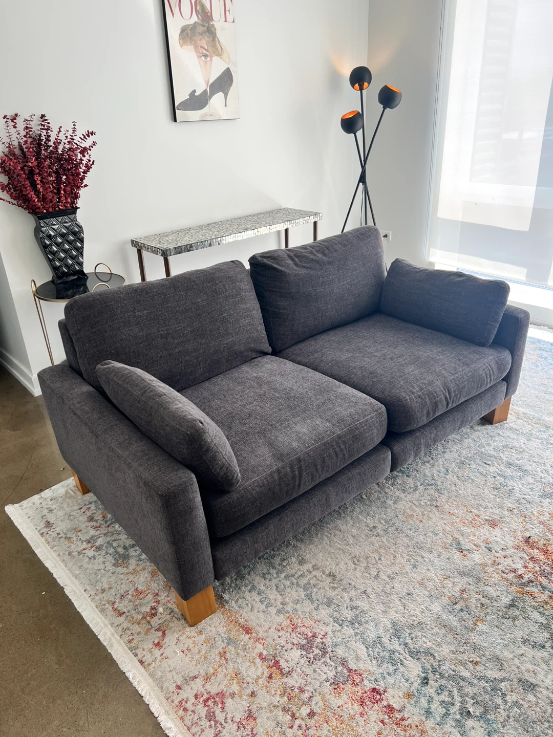 Union 2-Seat Sofa - Heather Charcoal Performance Chenille